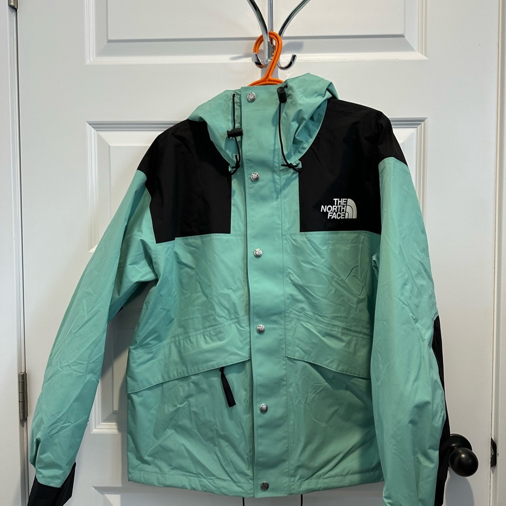 The North Face Aqua and Black Hooded Jacket